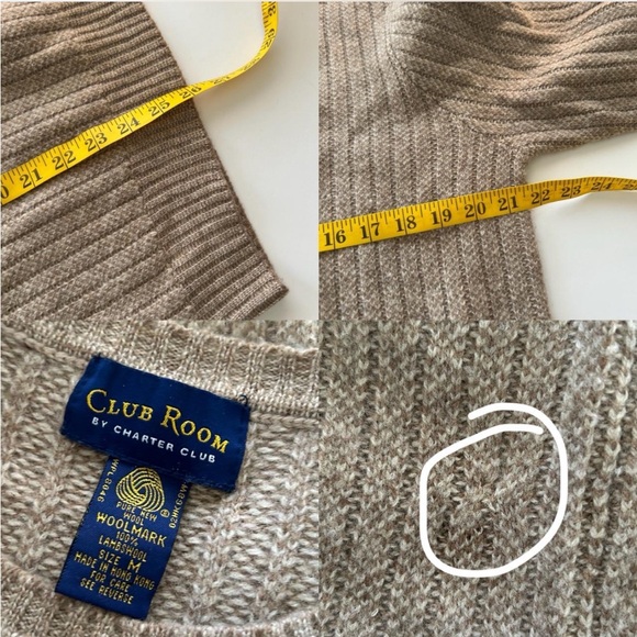 Vintage Y2K Preppy style Club Room 100% Wool cream Ribbed Sweater Medium - Picture 8 of 9